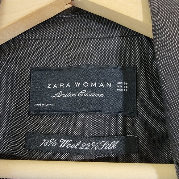 ZARA Woman Limited Edition Wool Silk Blend Blazer Sz 6 Gray Single Breasted Line - Picture 8 of 12